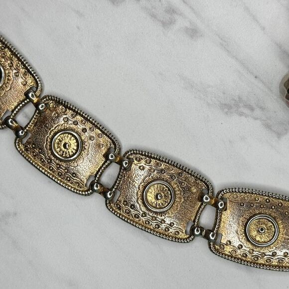 Chunky Concho Gold Silver Tone Chain Belt One Size (OS) ✨ - Picture 6 of 11